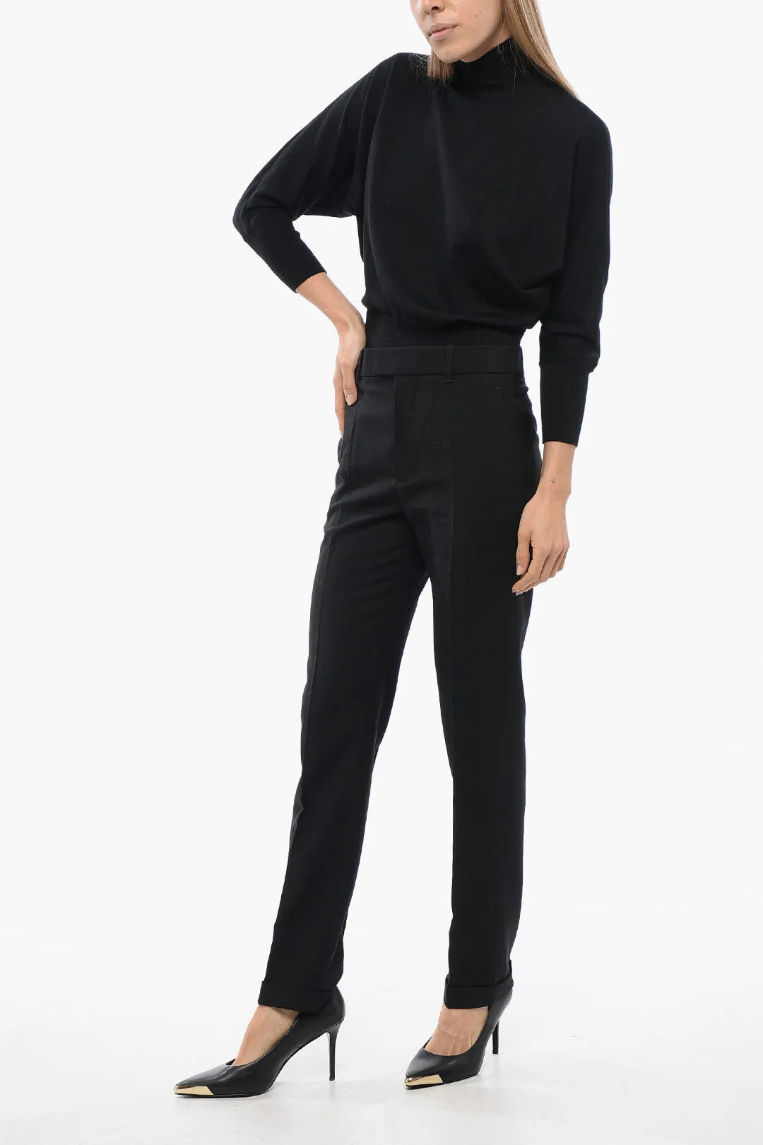 Bottega Veneta Wool Single Pleat Pants with Hidden Closure