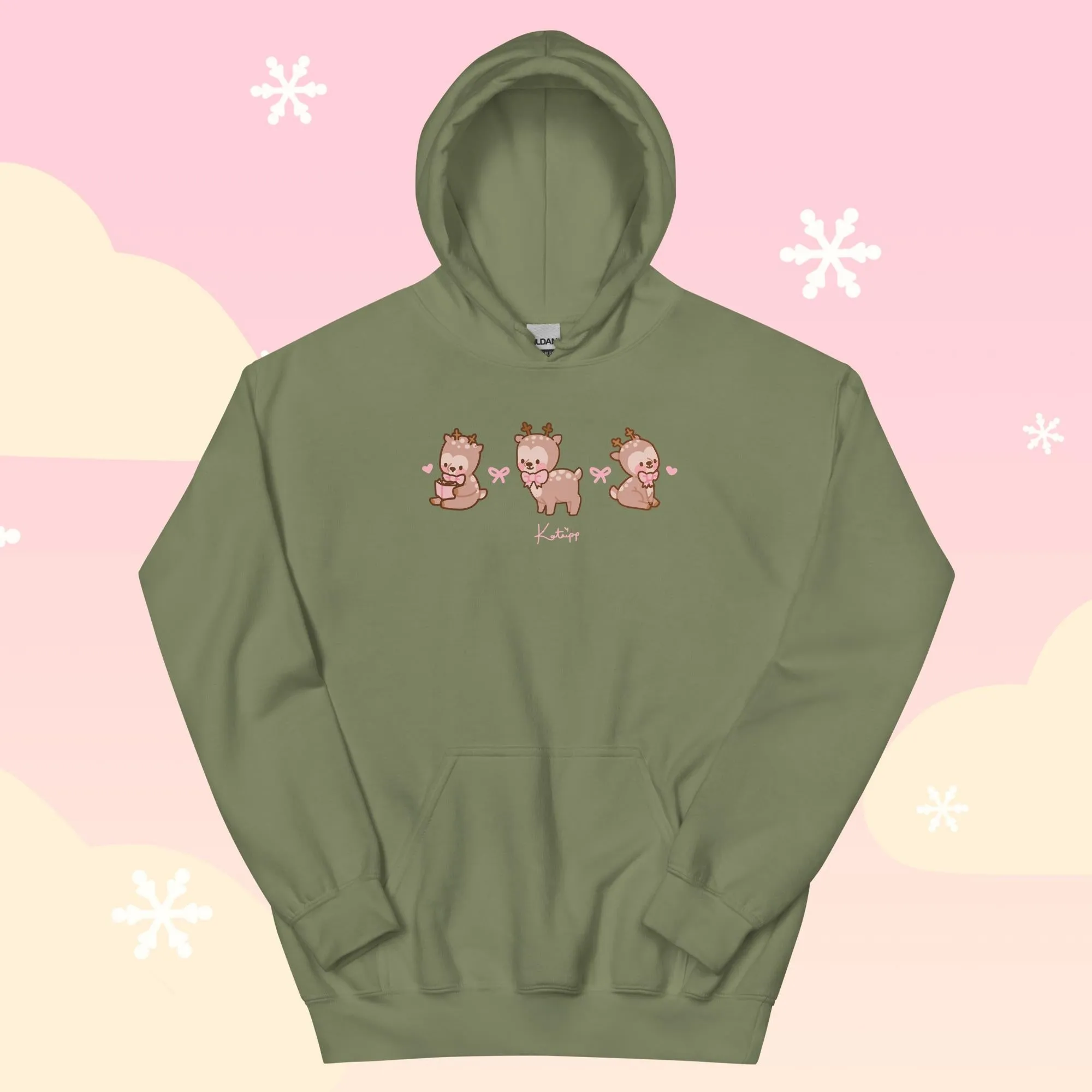Cinnamon the Chubby Reindeer Christmas Hoodie | Cute Holiday Hoodie | Festive Kawaii Winter Apparel