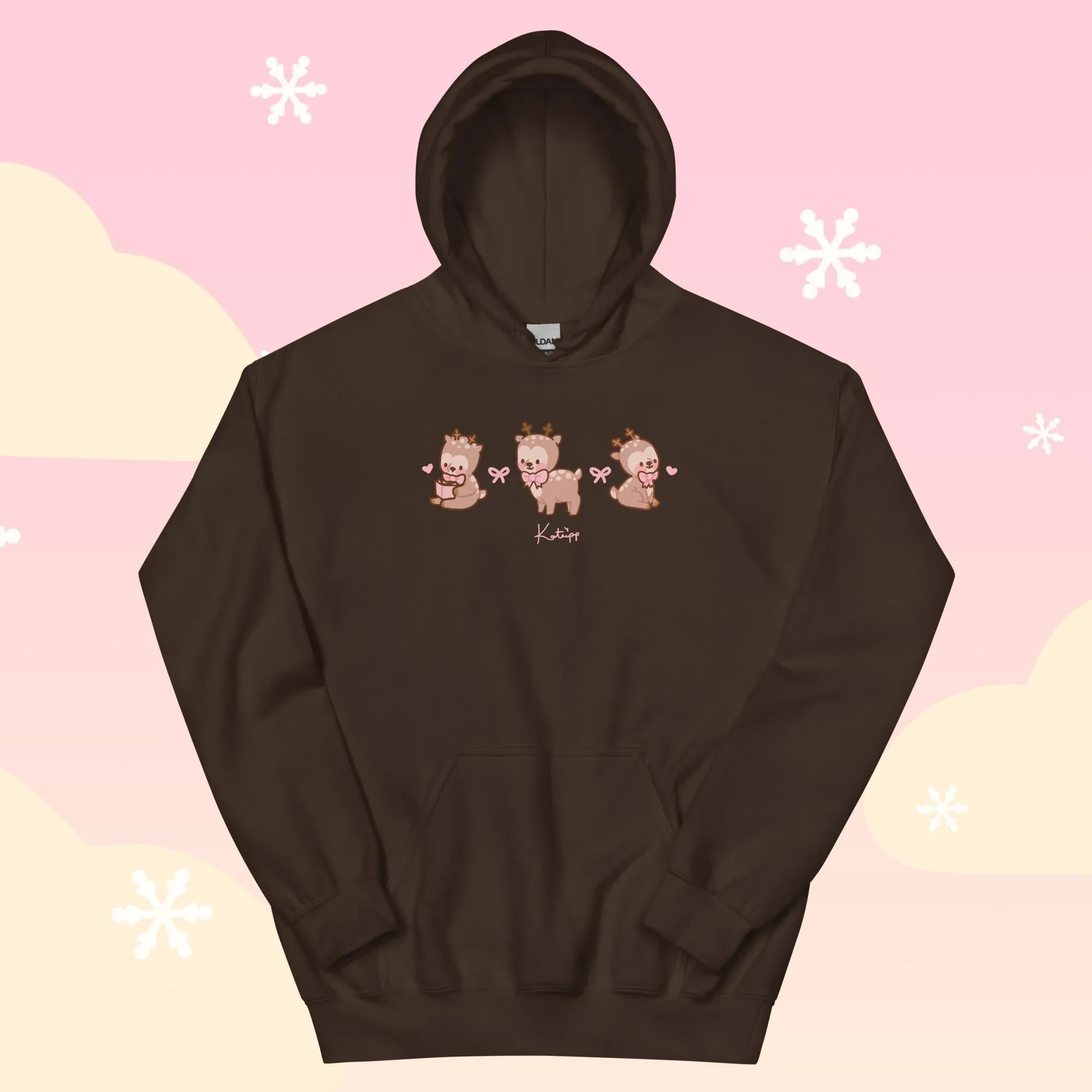 Cinnamon the Chubby Reindeer Christmas Hoodie | Cute Holiday Hoodie | Festive Kawaii Winter Apparel
