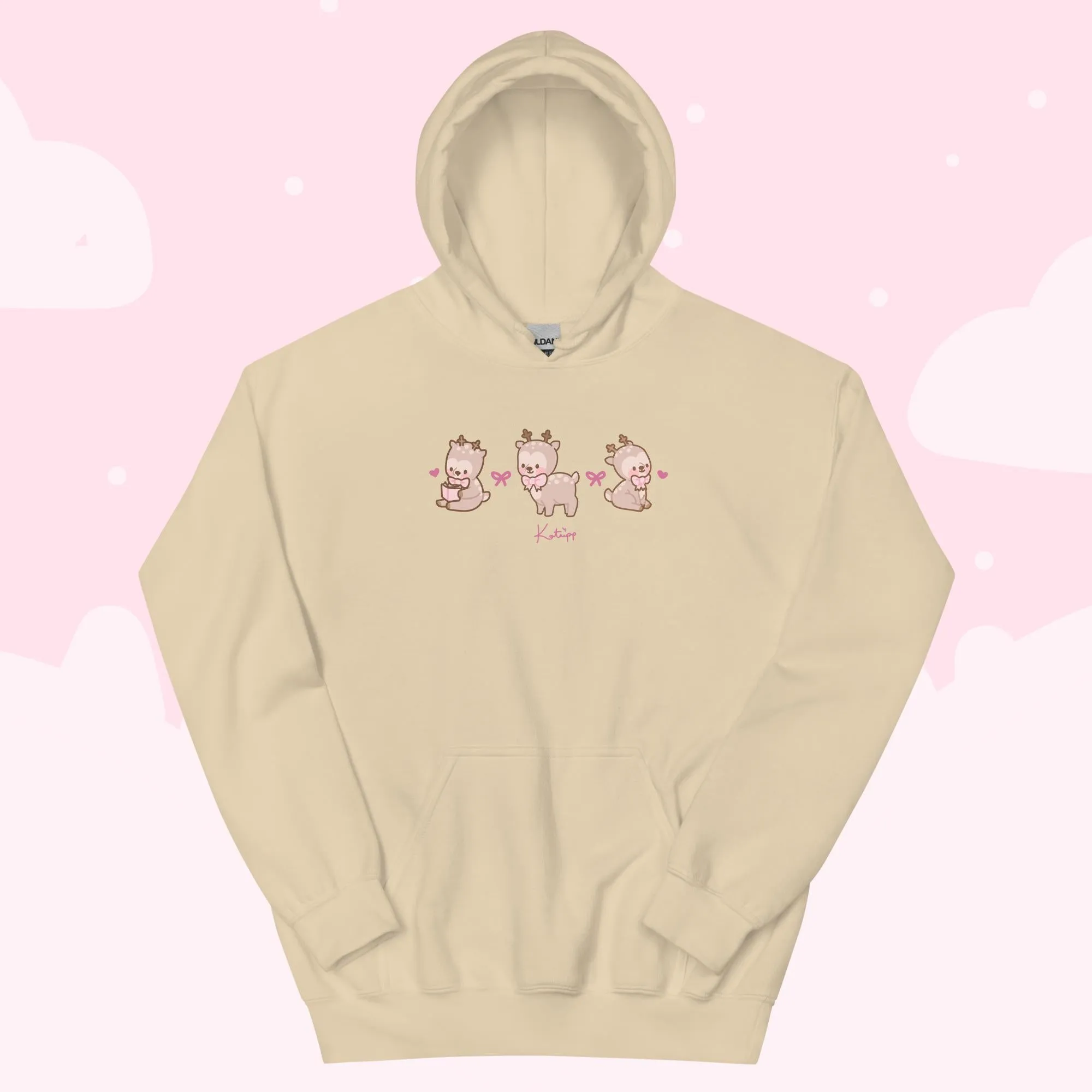 Cinnamon the Chubby Reindeer Christmas Hoodie | Cute Holiday Hoodie | Festive Kawaii Winter Apparel