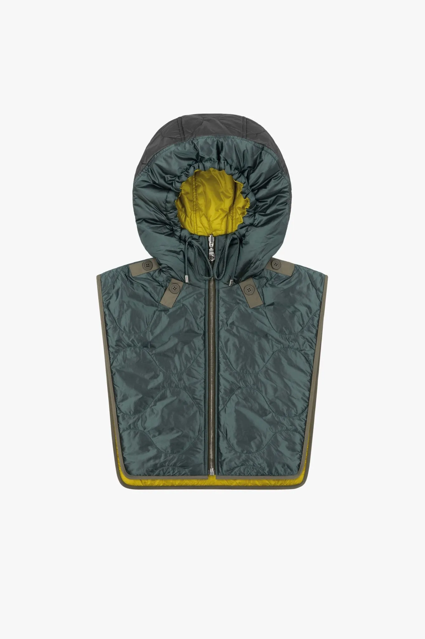 Elements Quilt Zip Hood - Mineral Green / Chartreuse