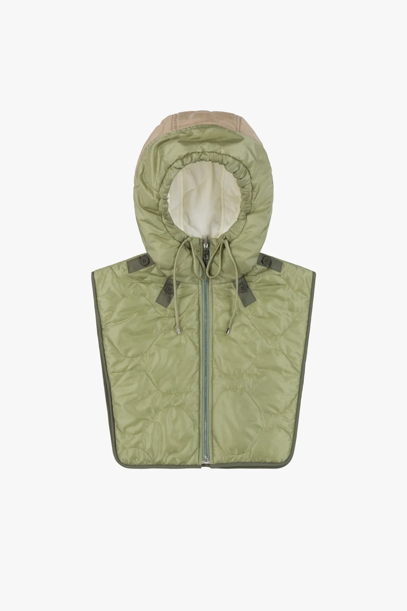 Elements Quilt Zip Hood - Pale Sage / White