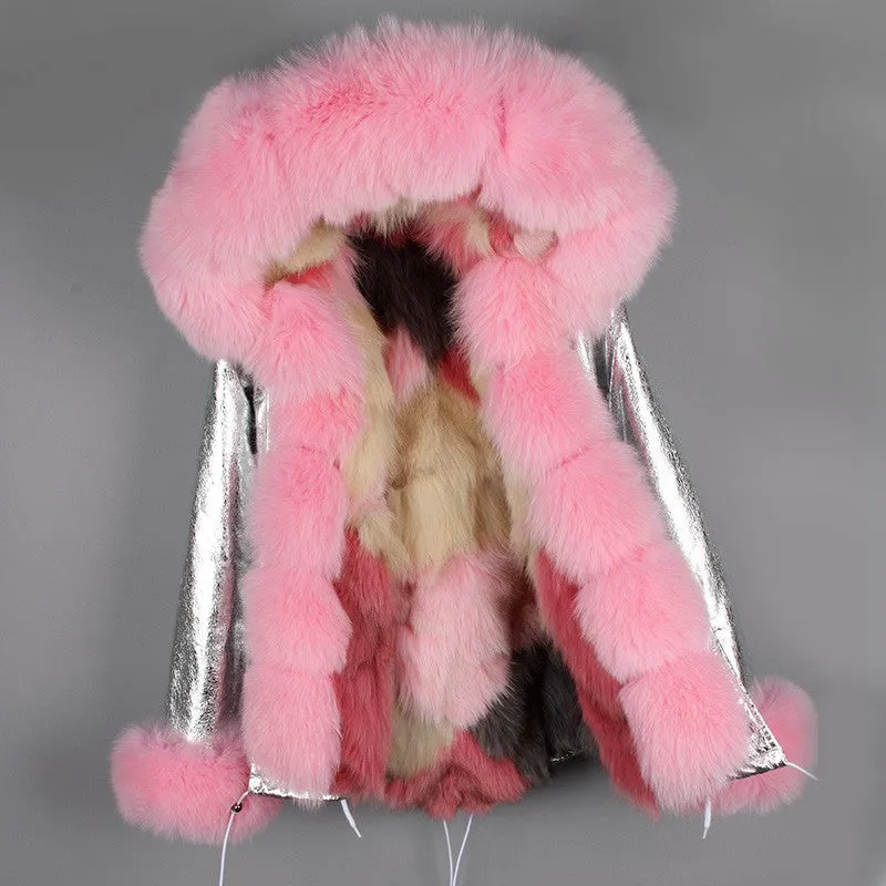 Women's Winter Casual Acrylic Short Hooded Parka With Fox Fur